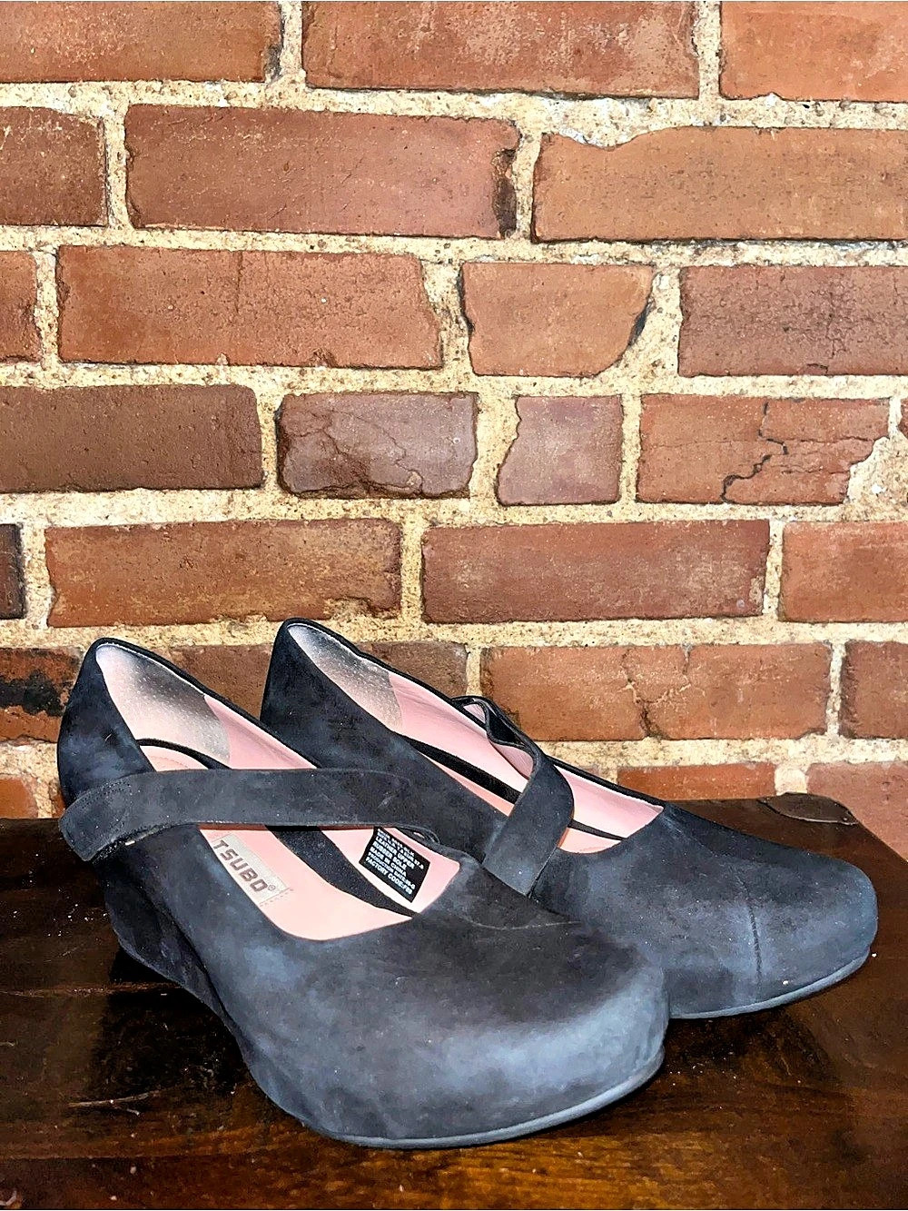 Tsubo Black Mary Jane Wedge Shoes